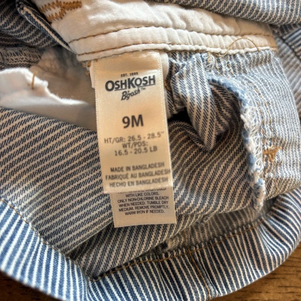 Oshkosh B’gosh Overall Dress Infant 9 months Baby Striped Nautical Summer Beach - Picture 4 of 4